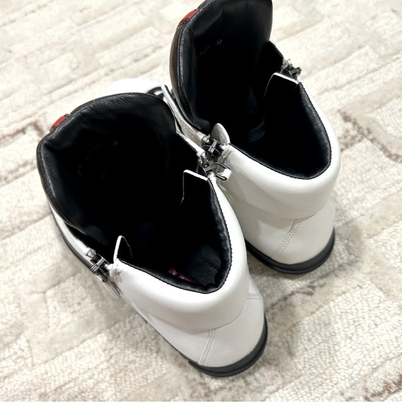 NIB Authentic Prada Nappa Sports Laceup High Top Leather Sneakers White 38 - Picture 7 of 11